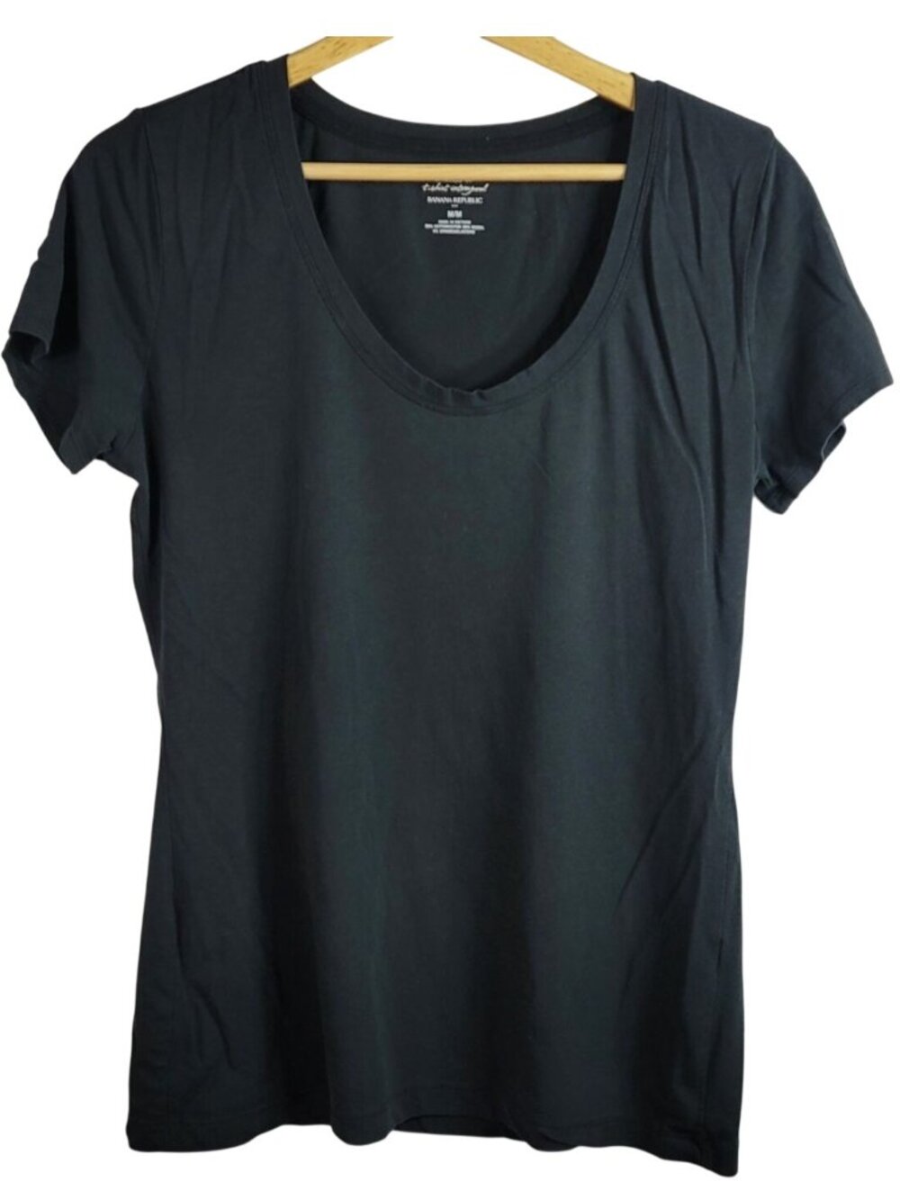 Banana Republic Women Timeless Tee T Shirt Black Medium Intemporel Short Sleeve